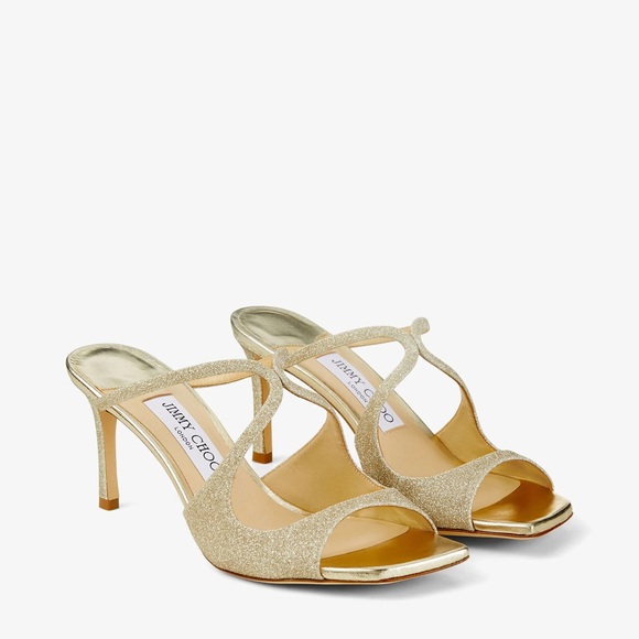 Jimmy Choo Anise 75 Platinum Ice Dusty Glitter Mules - Picture 4 of 11